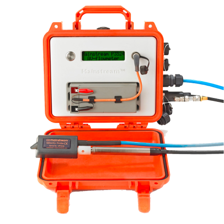 Portable area-velocity flowmeter - data logger, battery powered: Portable AV-Flowmeter