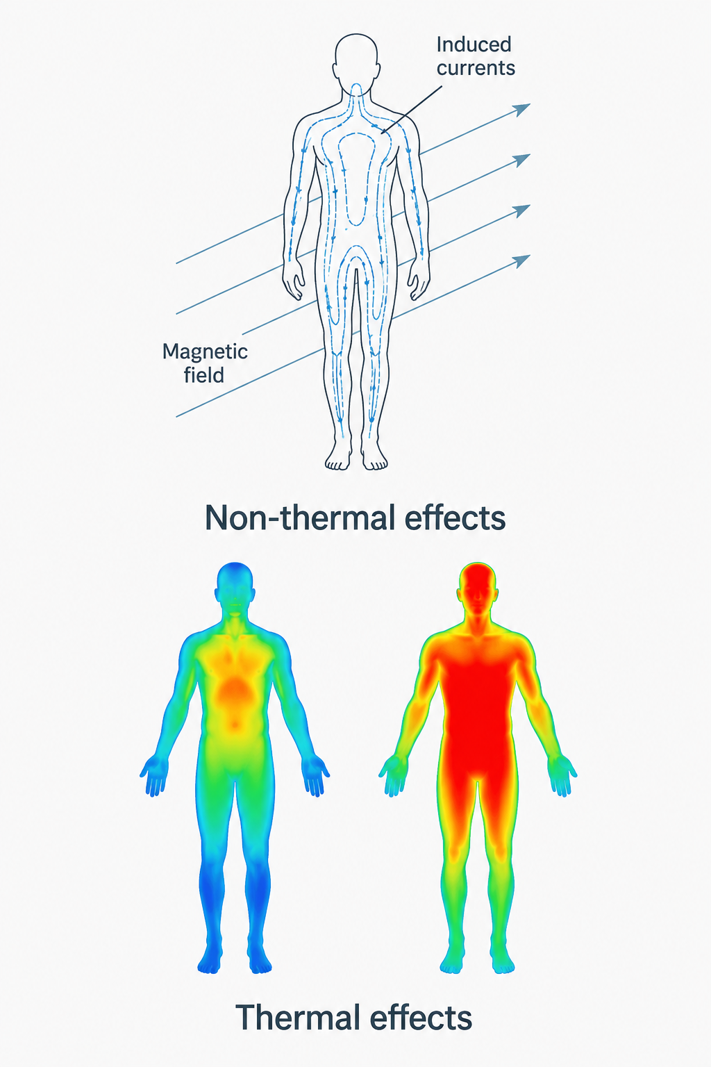 Non-thermal and thermal effects of electromagnetic fields