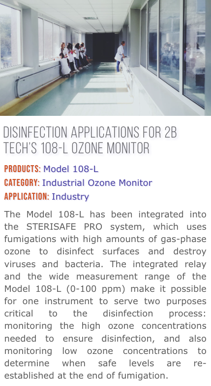 Applications of Disinfection for 2B Tech's 108-L Ozone Monitor